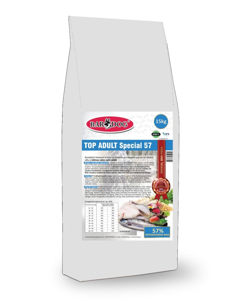 Lisované granule BARDOG TOP ADULT Speciál 57 15 kg