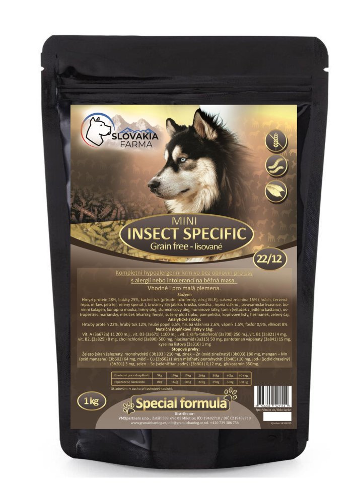 Lisované hypoalergenní Granule Slovakia Farma - Insect Specific - Mini - 1 kg
