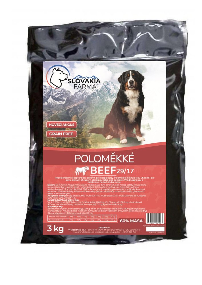 Poloměkké hypoalergenní Granule Slovakia Farma - Lamb 27/16 - 3 kg