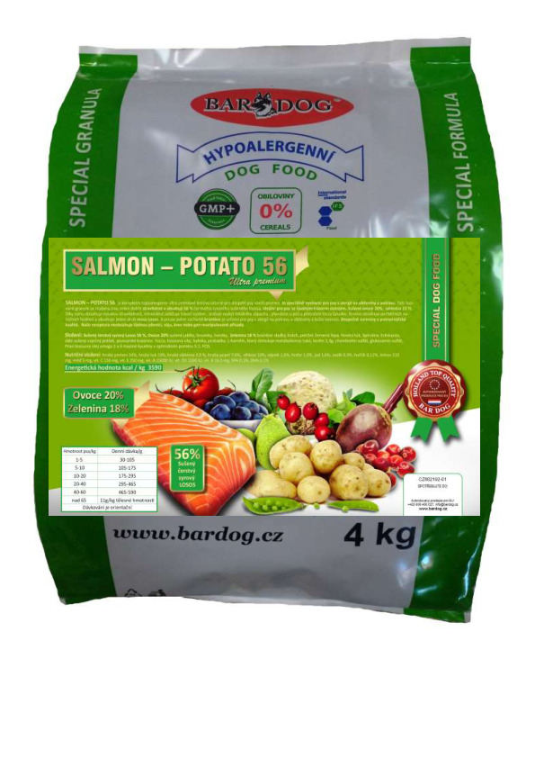 Bardog Lisované granule za studena Salmon Potato 56 4 kg