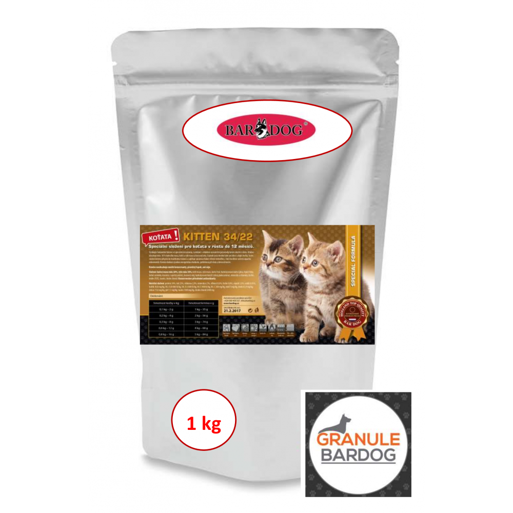 Bardog Super premiové krmivo pro kočky Kitten 34/22 1 kg