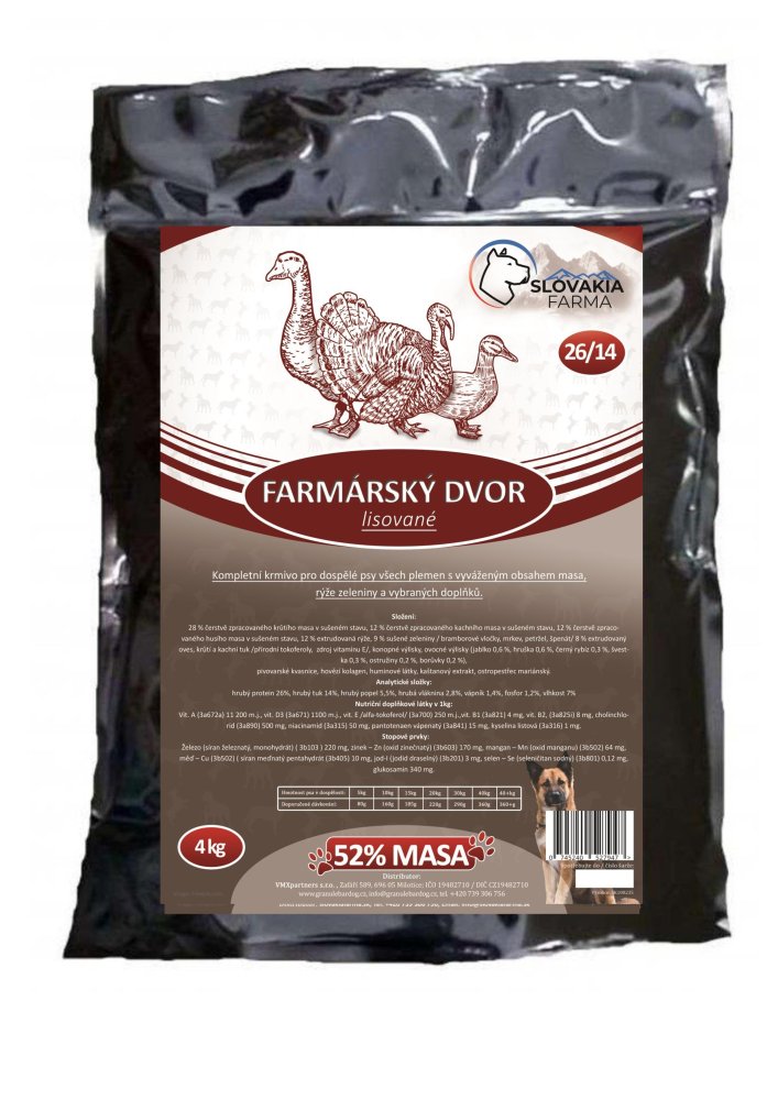 Lisované hypoalergenní Granule Slovakia Farma - Farmárský dvor 26/14 - 4 kg