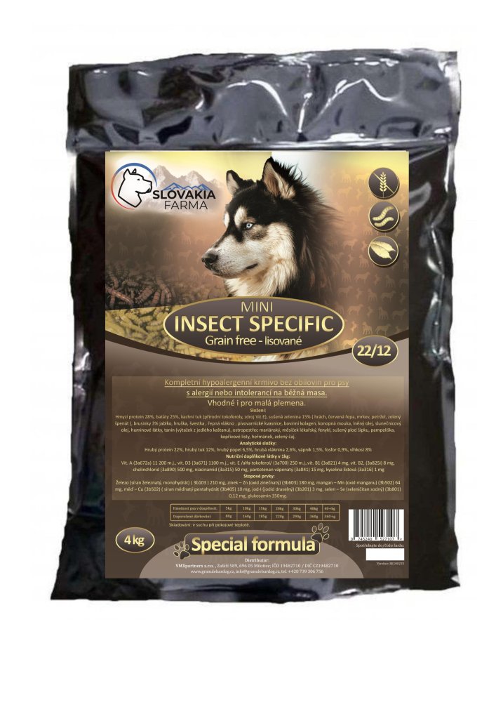 Lisované hypoalergenní Granule Slovakia Farma - Insect Specific - Mini - 4 kg