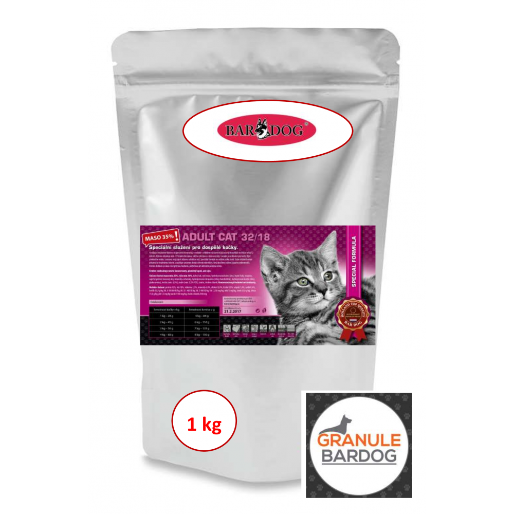 Bardog Super prémiové krmivo pro kočky Cat Adult 32/18 1 kg