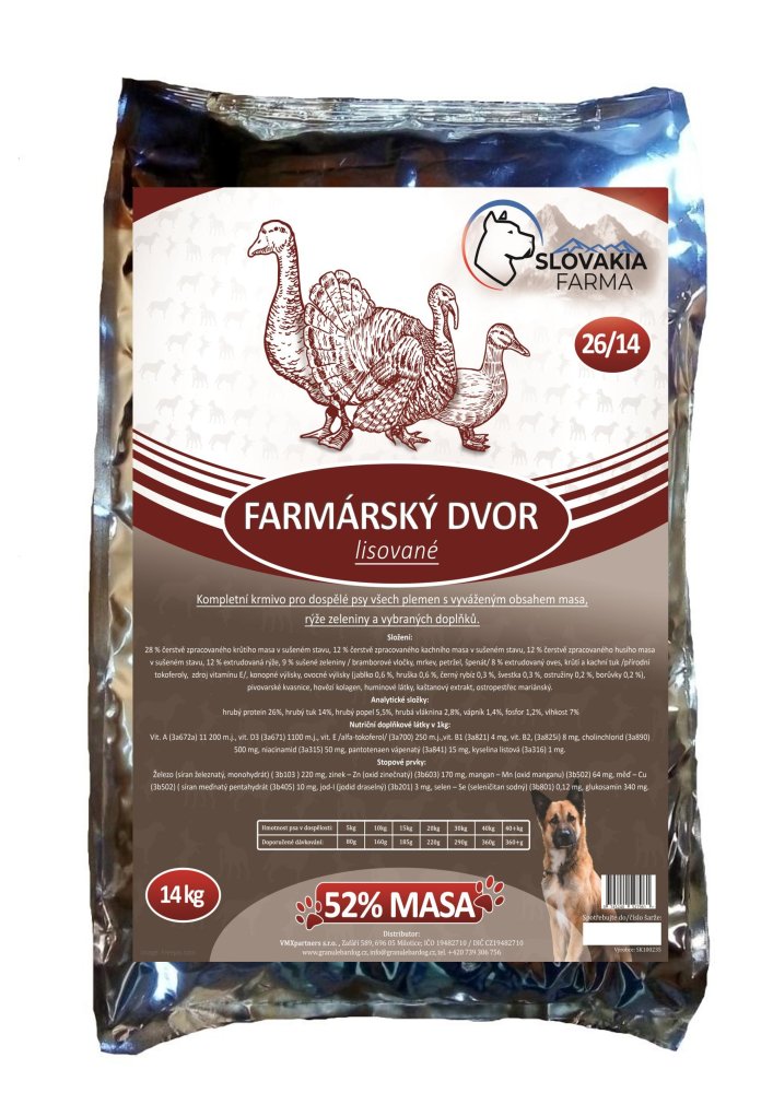 Lisované hypoalergenní Granule Slovakia Farma - Farmárský dvor 26/14 - 14 kg