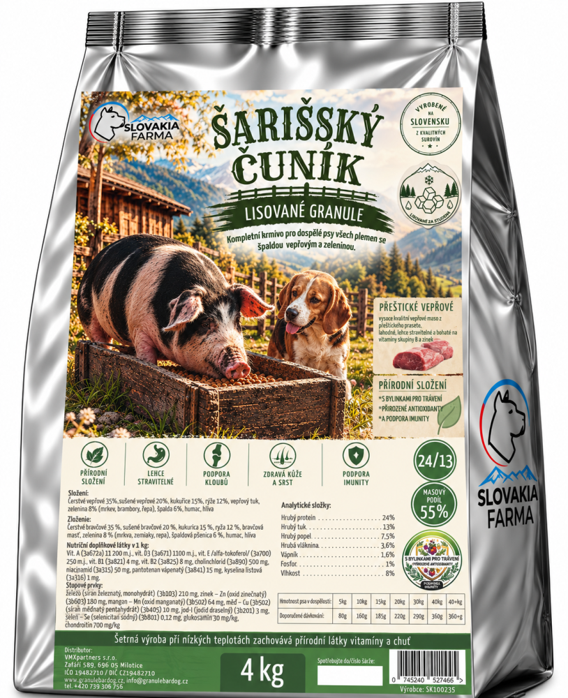 Lisované Granule Slovakia Farma - Premium Adult 26/14 - 4 kg