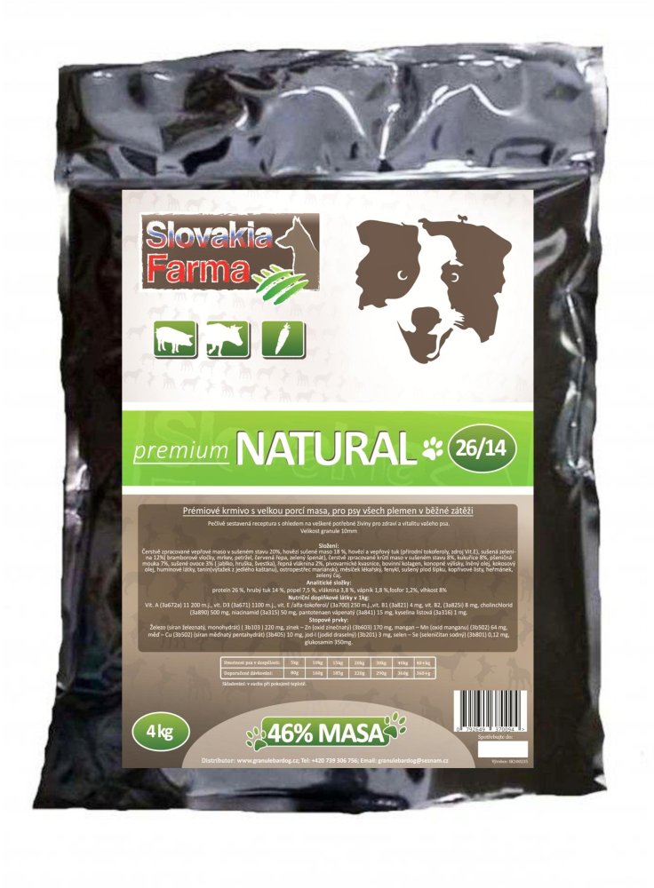 Granule Slovakia Farma Premium - Natural 26/14 - 4 kg