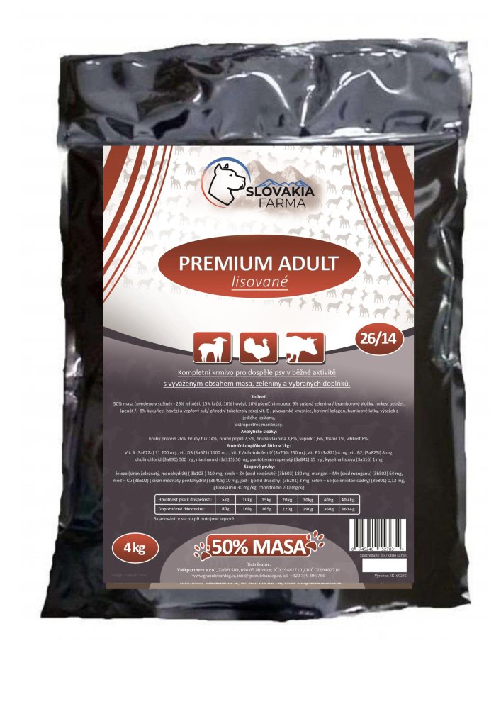 Lisované Granule Slovakia Farma - Premium Adult 26/14 - 4 kg