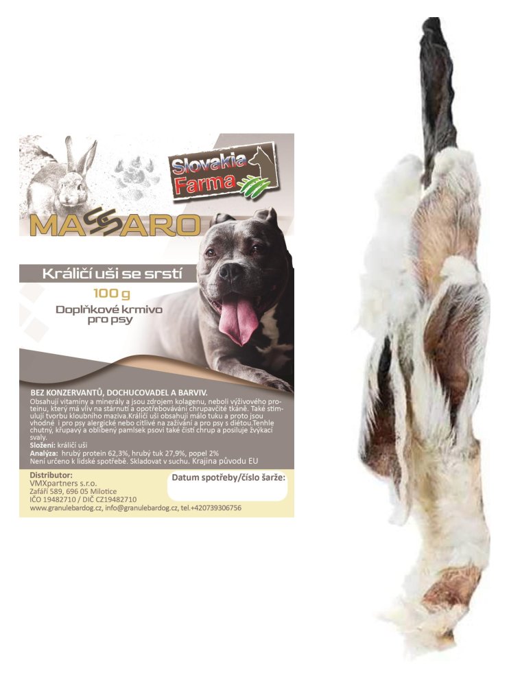 SlovakiaFarma Králičí sušené ouško se srstí 100 g