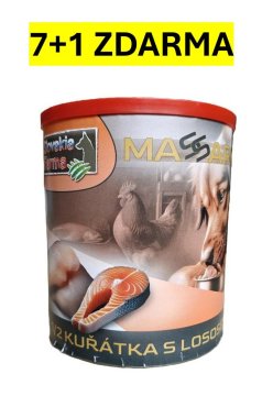 Konzerva SlovakiaFarma Massaro 1/2 kuriatka s lososom - Hmotnosť: 8 x 800g