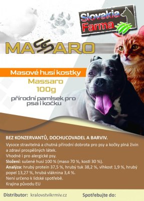 Masové husí kostky SlovakiaFarma Massaro 100g