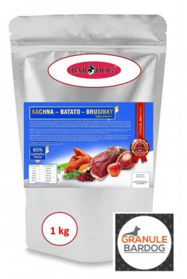 Lisované granule BARDOG KACHNA – BATATO – BRUSINKY - Hmotnost: 4 kg