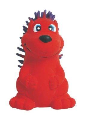 Latexová hračka s pískatkom - červený ježko 7,5 cm