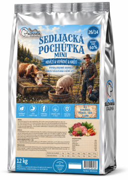 Hypoalergenní Granule Slovakia Farma Sedliacká pochúťka Adult  Mini 26/14 - Hmotnost: 12 kg