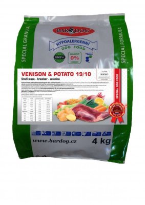 Hypoalergenné granule Venison Potato 19/10 - Hmotnosť: 12 kg