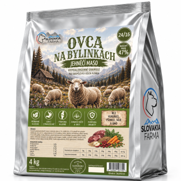 Hypoalergenní Granule Slovakia Farma - Ovca na bylinkách 24/16 - Hmotnost: 4 kg