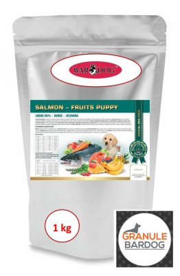 Holistické granule Bardog Salmon Fruits Puppy - Hmotnost: 4 kg