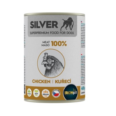 IRONpet Silver Dog Kuracie 100% mäsa, konzerva 400 g