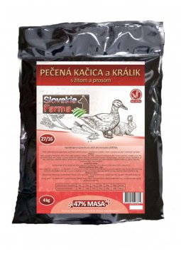 Hypoalergenní Granule Slovakia Farma - Pečená kačica a králik s žitom a prosom 27/16 - 4 kg