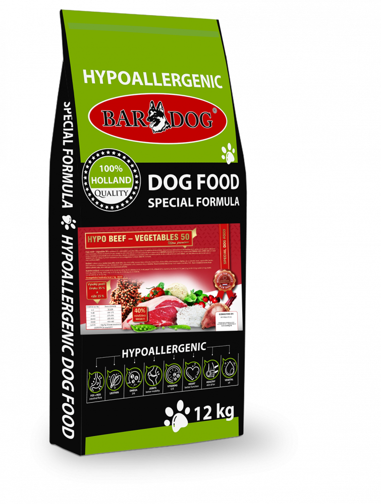 Granule Bardog Lisované granule za studena HYPO BEEF – VEGETABLES 50 - 4 kg