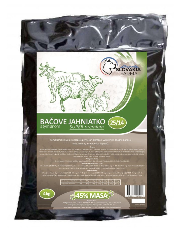 Granule SlovakiaFarma Bačove jahňátko 25/14 4 kg
