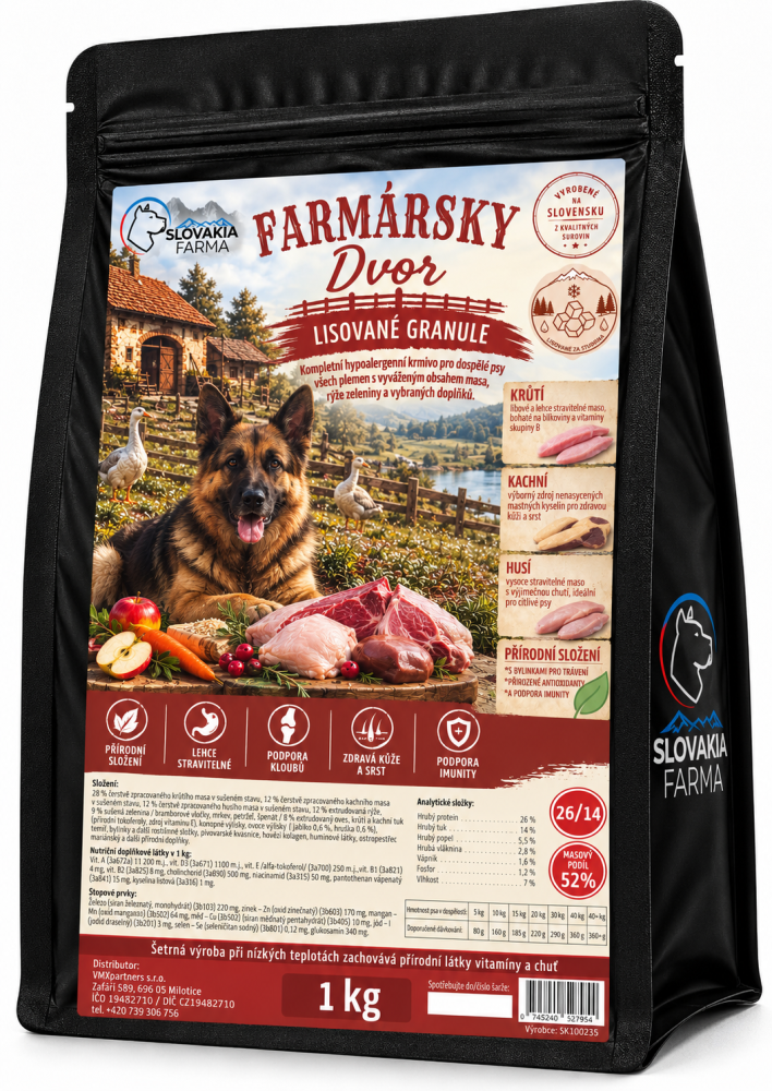 Lisované hypoalergenní Granule Slovakia Farma - Farmárský dvor 26/14 - 1 kg
