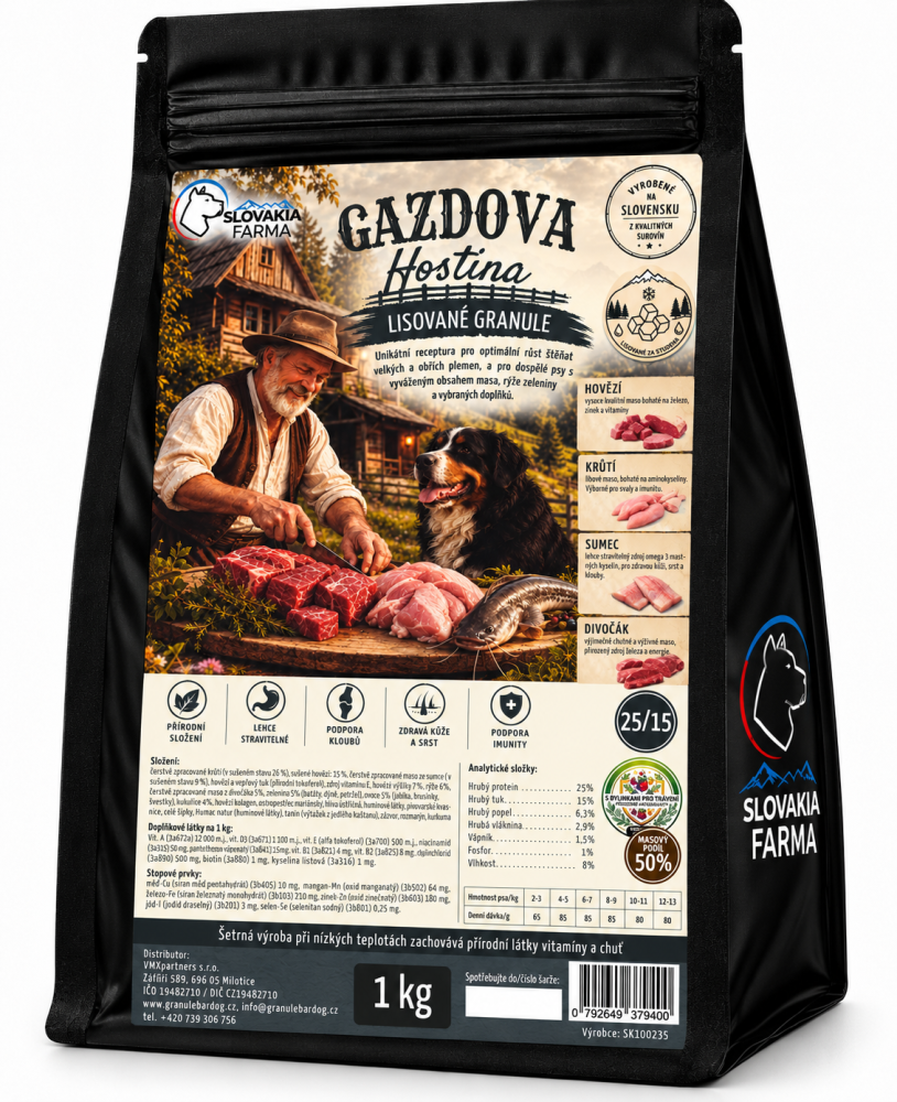 Gazdova hostina 25/15 – lisované granule SlovakiaFarma pro velká plemena - 1 kg