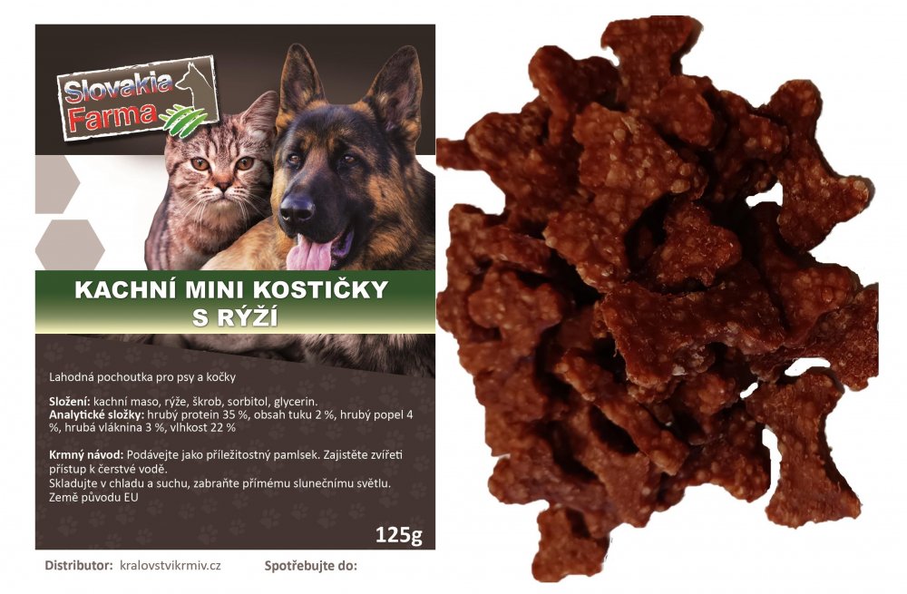 Kachní mini kostičky s rýží 125g