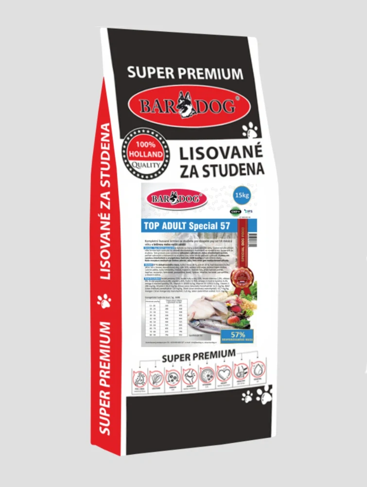 Granule Bardog Lisované granule BARDOG TOP ADULT Speciál 57 - 15 + 1 kg