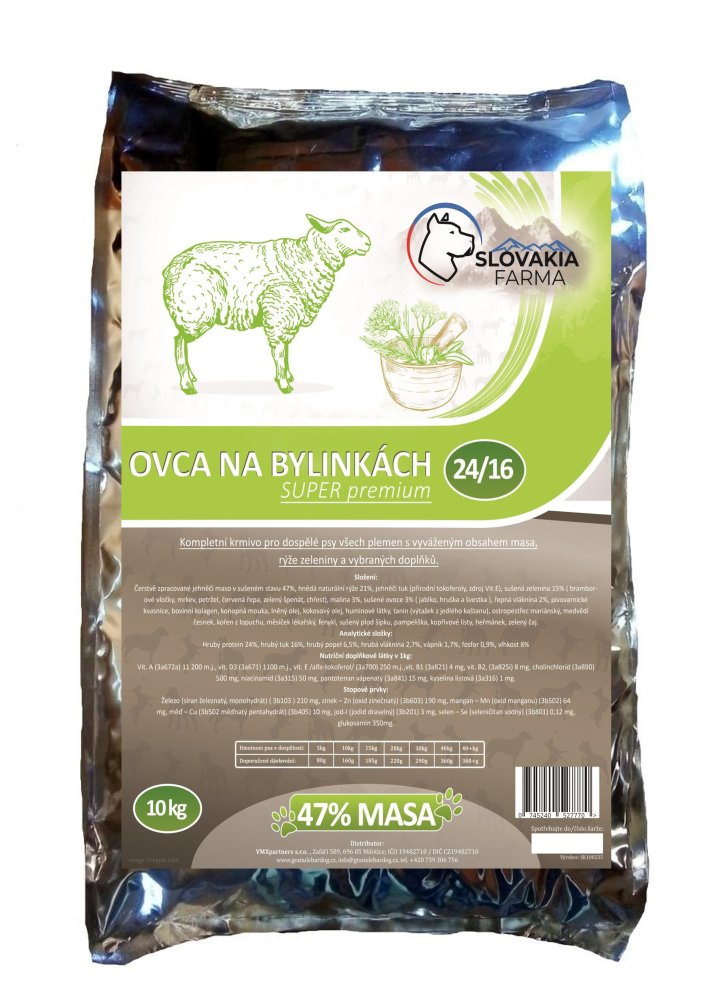 Hypoalergenní Granule Slovakia Farma - Ovca na bylinkách 24/16 - 10 kg