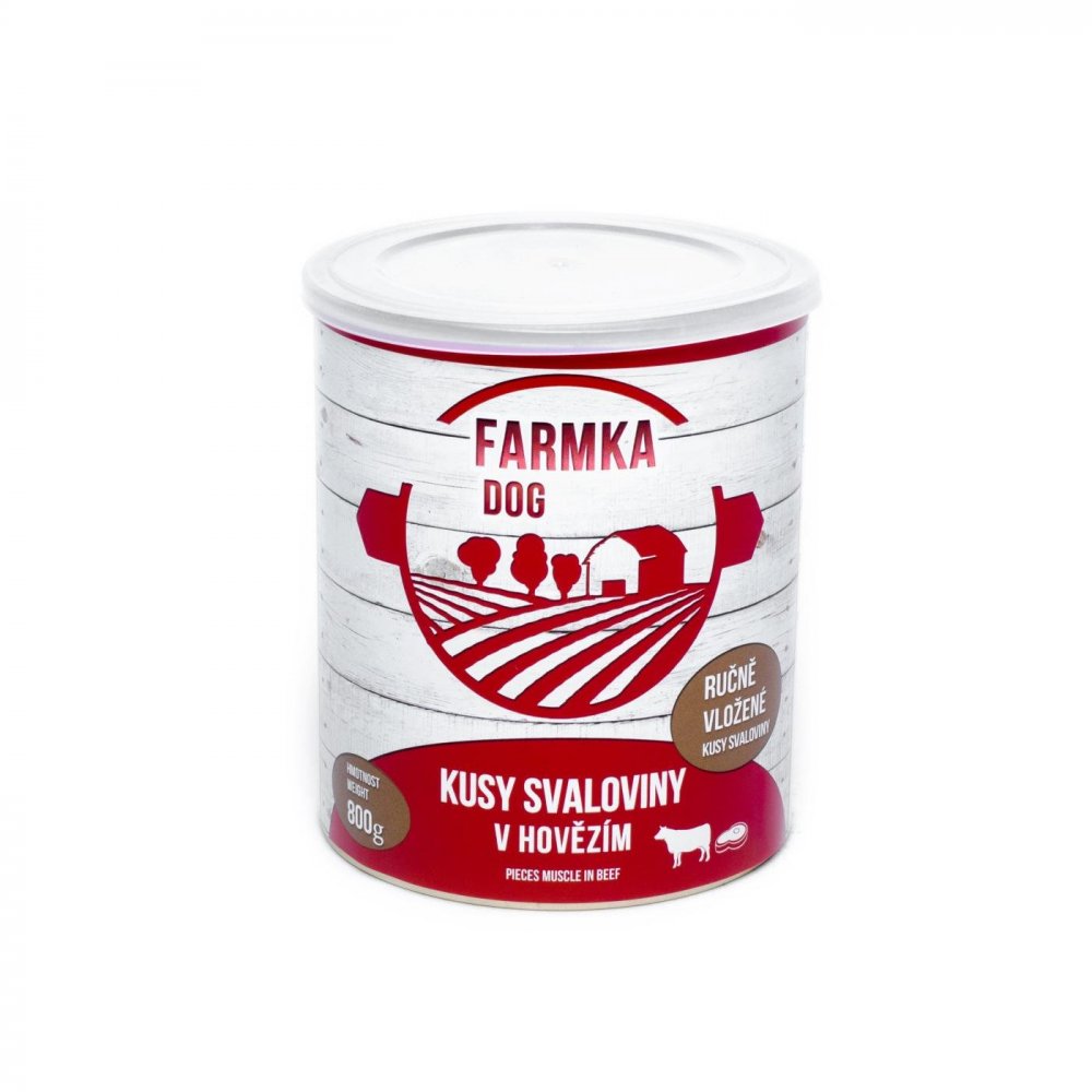 FARMKA DOG kusy svaloviny v hovězím 800g