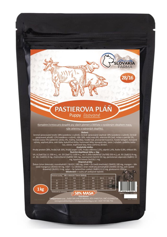 Lisované hypoalergenní Granule Slovakia Farma - Pastierova pláň 28/16 - 1 kg