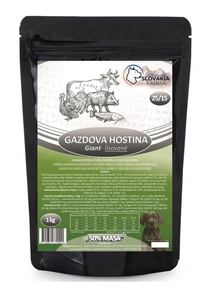 Gazdova hostina 25/15 – lisované granule SlovakiaFarma pro velká plemena - 1 kg
