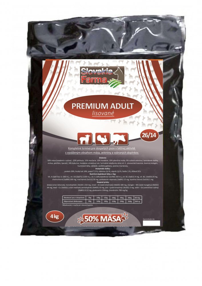 Lisované Granule Slovakia Farma - Premium Adult  26/14 - 4 kg