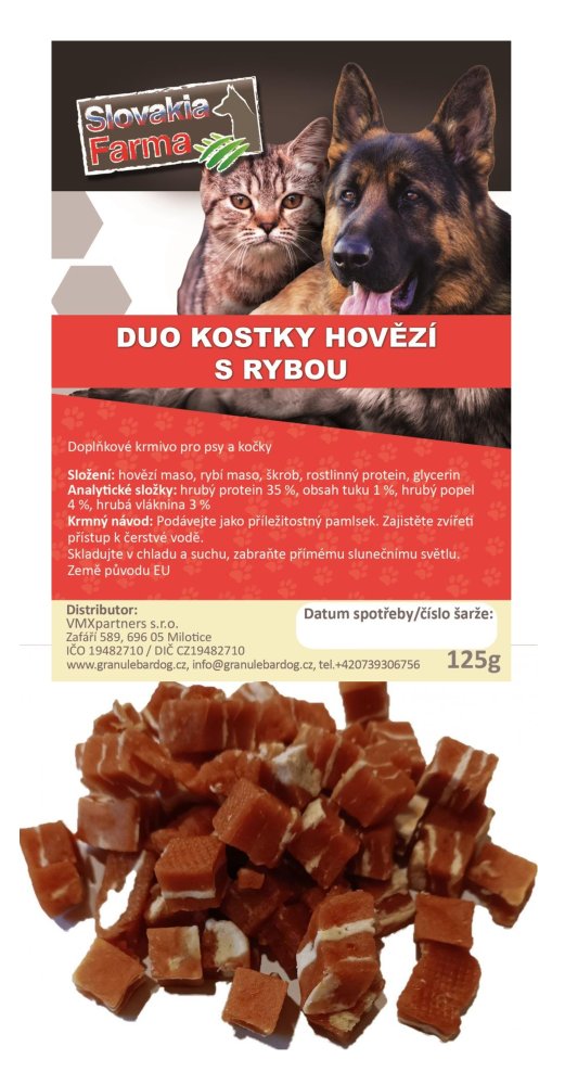 Duo kostky hovězí s rybou 125g