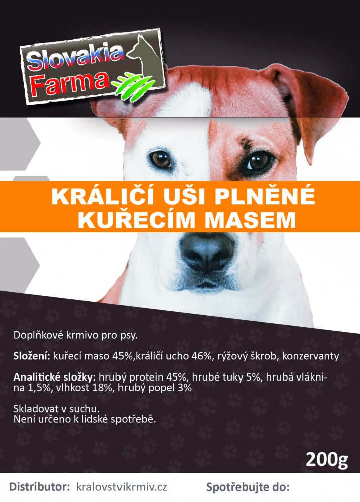 Králičí uši plněné kuřecím masem 200g