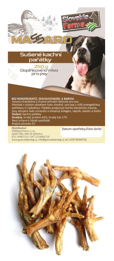 Massaro Sušené kachní pařátky 250 g – přírodní pamlsek pro psy