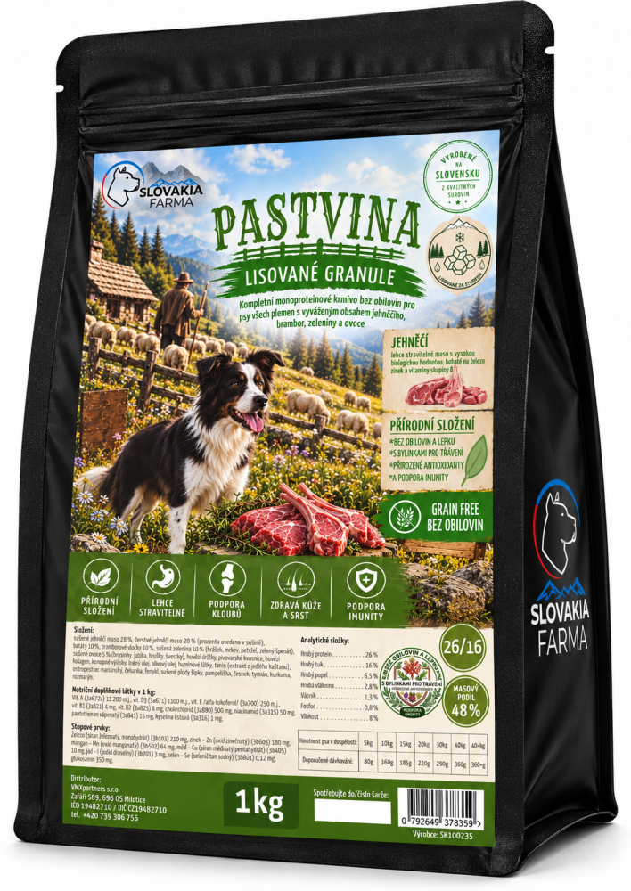 Lisované Grain Free Granule Slovakia Farma - Pastvina 26/16 - 1 kg