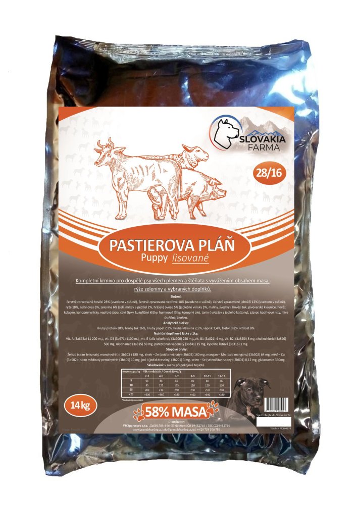Lisované hypoalergenní Granule Slovakia Farma - Pastierova pláň 28/16 - 14 kg