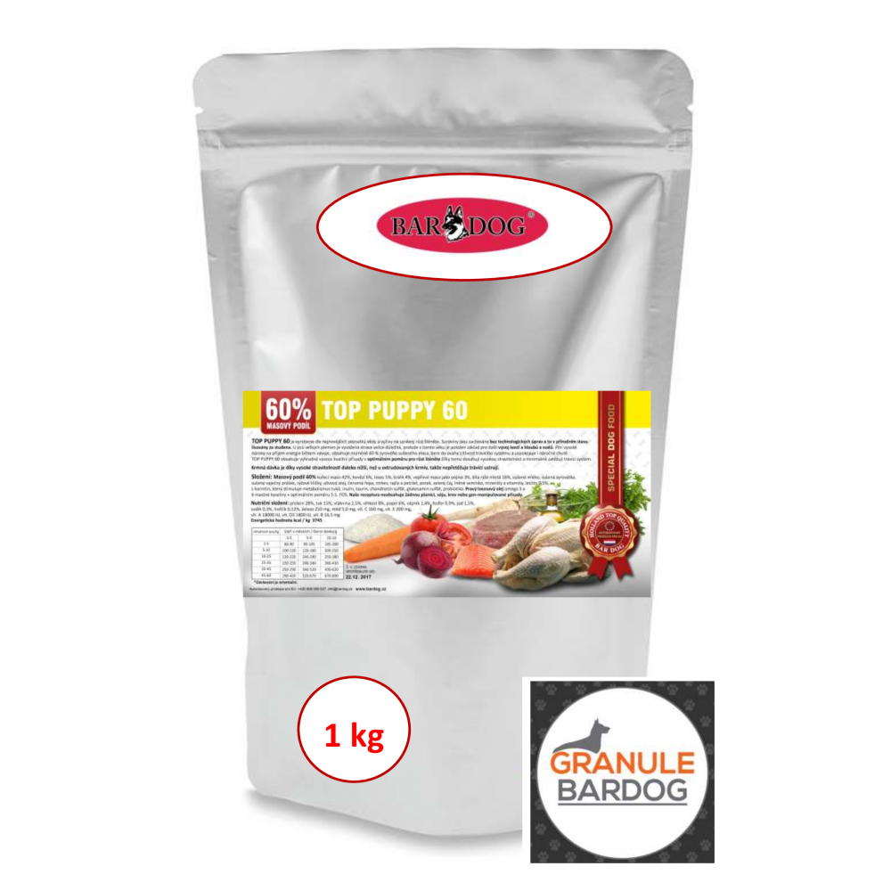 Bardog Lisované granule za studena Top Puppy 60 - 15 kg 1 kg