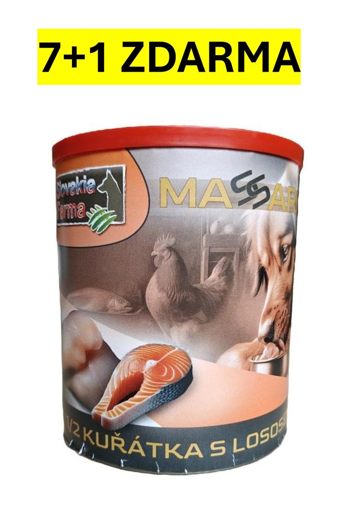 Konzerva SlovakiaFarma Massaro 1/2 kuřátka s lososem 800g - balení 7+1