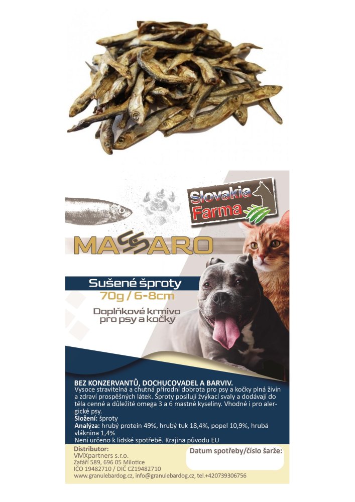 Sušené sproty Stardog Massaro 70 g – přírodní rybí pamlsek pro psy