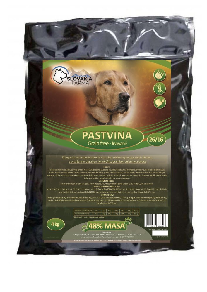 Lisované Grain Free Granule Slovakia Farma - Pastvina 26/16 - 4 kg