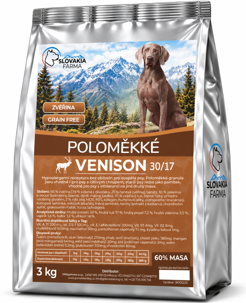 Poloměkké hypoalergenní Granule Slovakia Farma - Lamb 27/16 - 3 kg