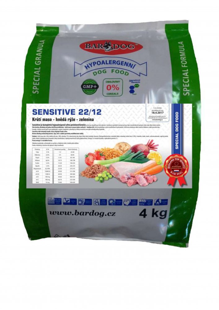 Bardog Hypoalergenní granule Sensitive 22/12 4 kg