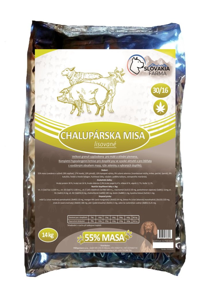 Lisované hypoalergenní Granule Slovakia Farma - Chalupárská misa 30/18 - 14 kg