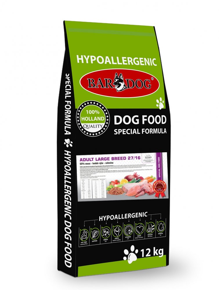 Hypoalergenní granule Adult Large Breed 27/16 12 + 1 kg