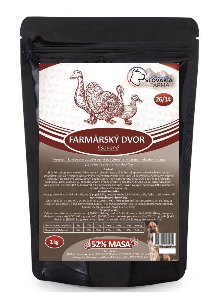 Lisované hypoalergenní Granule Slovakia Farma - Farmárský dvor 26/14 - 1 kg