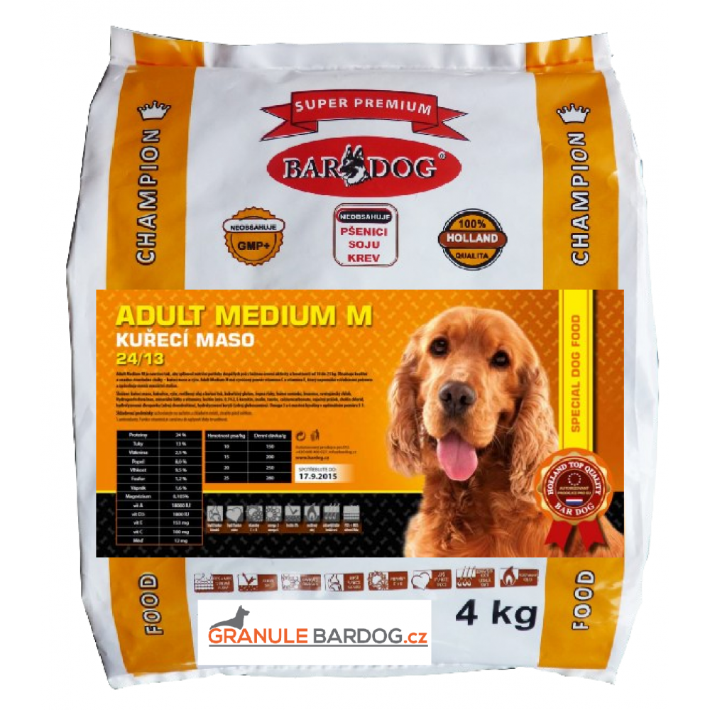 Bardog Super prémiové granule Adult Medium M 24/13 4 kg