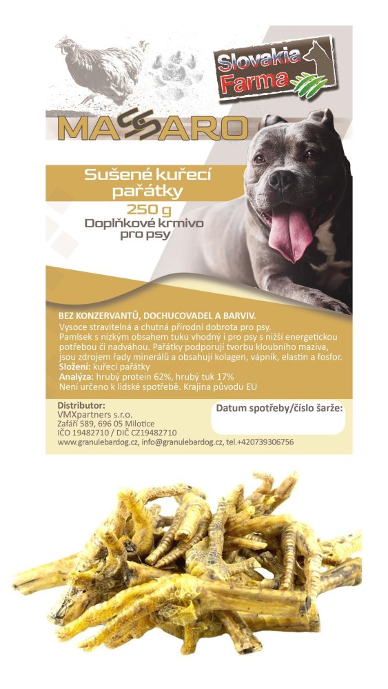 Sušené kuřecí pařátky Stardog Massaro 250 g – přírodní pamlsek pro psy